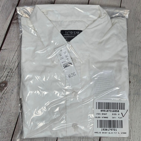 J. Crew Wren slim shirt in stretch cotton poplin White 8 NWT - Picture 8 of 8